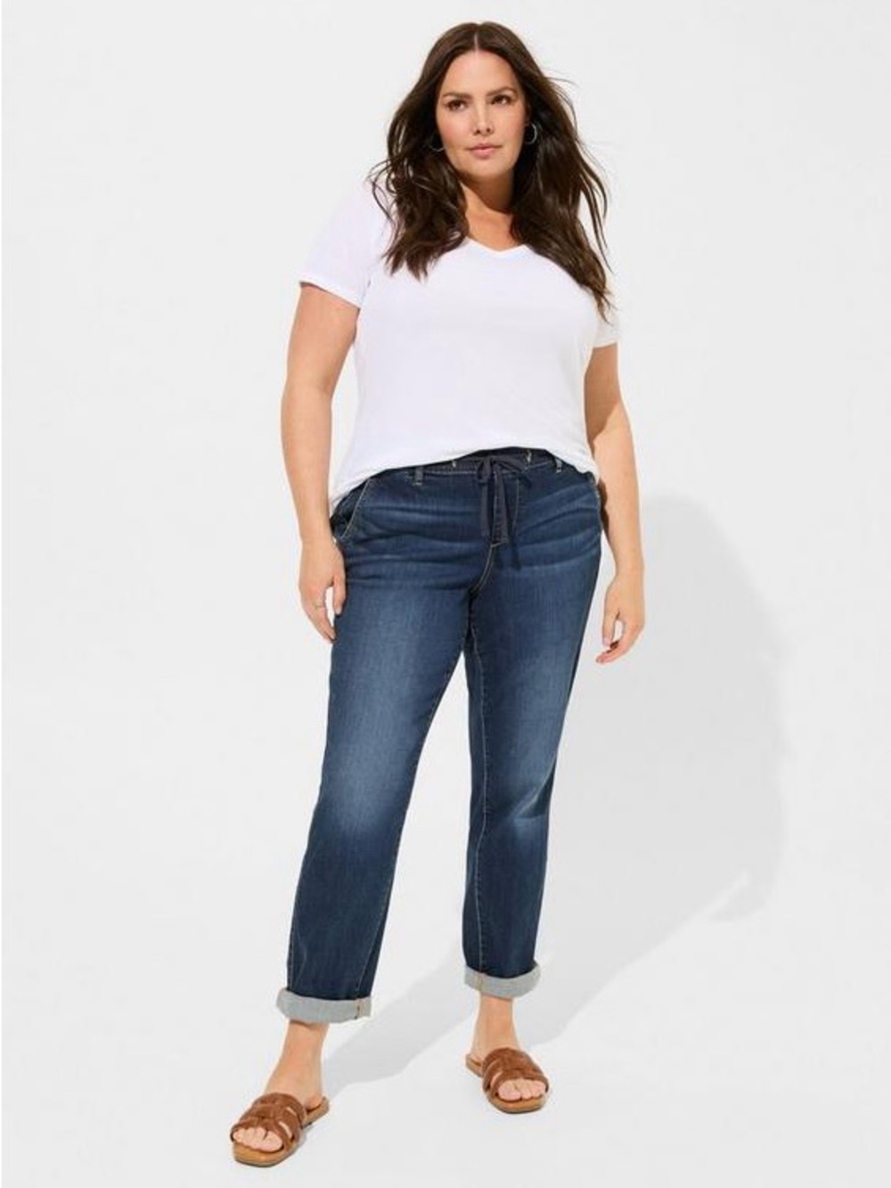 torrid Dark Blue Boyfriend Jeans with Drawstring